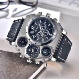 image-Oulm 1349 New Sport Watches Men Super Big Large Dial Male Quartz Clock Decorative Compass Luxury Men's Wrist Watch