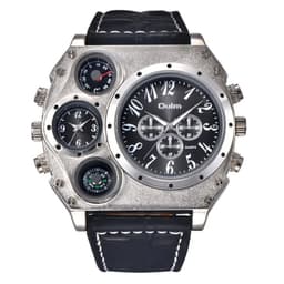 image-Oulm 1349 New Sport Watches Men Super Big Large Dial Male Quartz Clock Decorative Compass Luxury Men's Wrist Watch