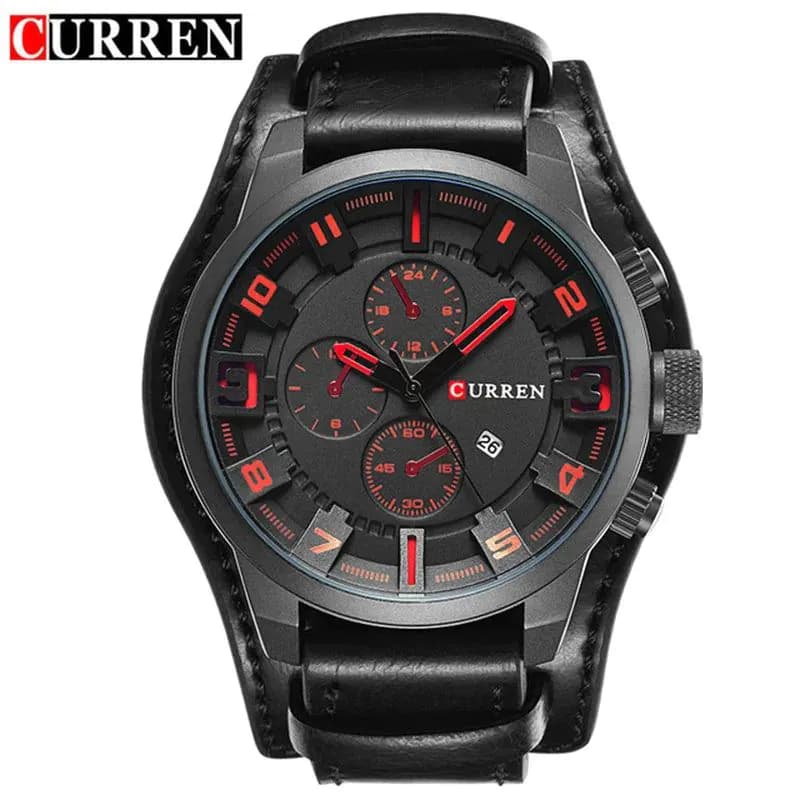 image-CURREN 8225 Men's Quartz Watch Leather Band Date Display 46mm