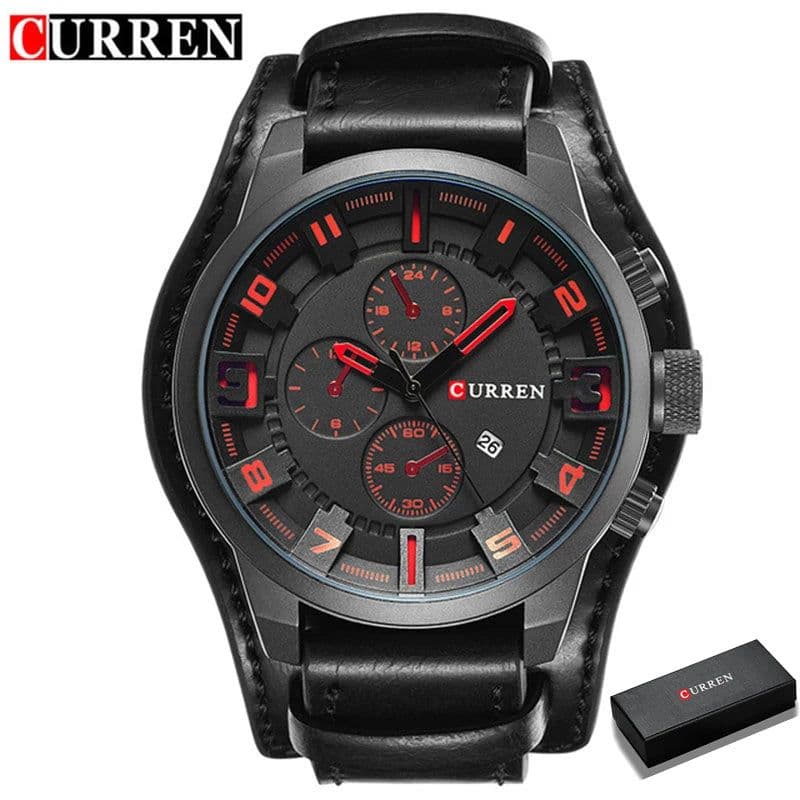 image-CURREN 8225 Men's Quartz Watch Leather Band Date Display 46mm