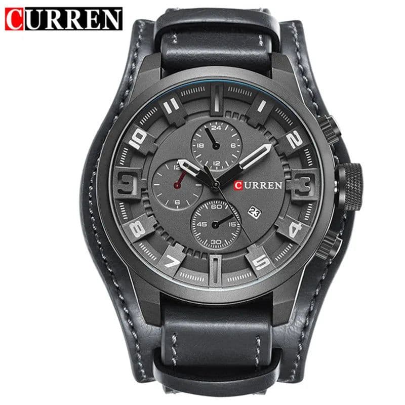 image-CURREN 8225 Men's Quartz Watch Leather Band Date Display 46mm