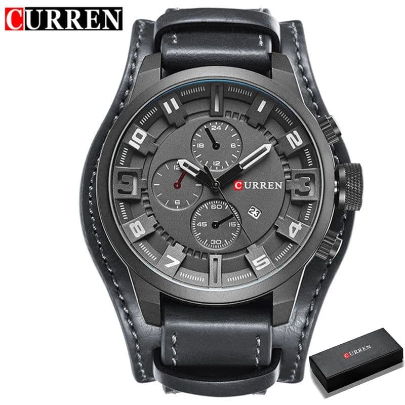 image-CURREN 8225 Men's Quartz Watch Leather Band Date Display 46mm