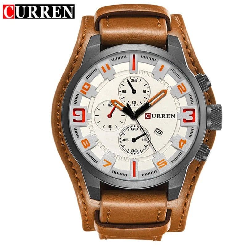 image-CURREN 8225 Men's Quartz Watch Leather Band Date Display 46mm
