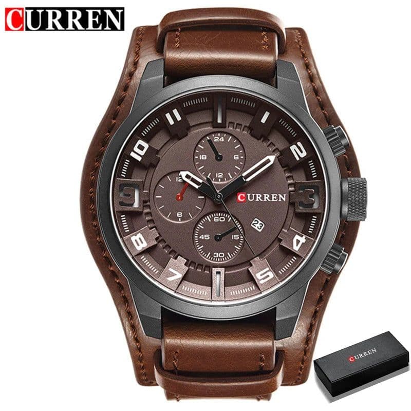 image-CURREN 8225 Men's Quartz Watch Leather Band Date Display 46mm