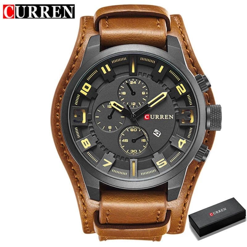 image-CURREN 8225 Men's Quartz Watch Leather Band Date Display 46mm