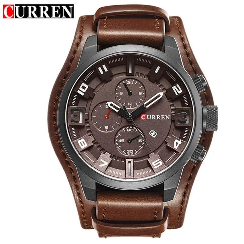 image-CURREN 8225 Men's Quartz Watch Leather Band Date Display 46mm
