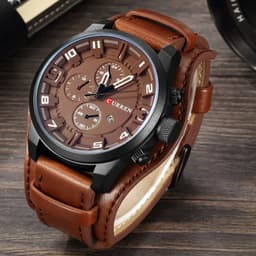 image-CURREN 8225 Men's Quartz Watch Leather Band Date Display 46mm