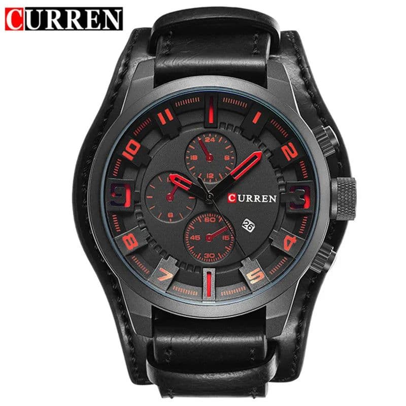 image-CURREN 8225 Men's Quartz Watch Leather Band Date Display 46mm