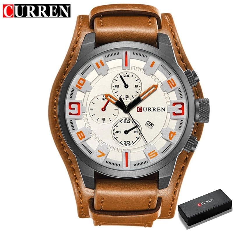 image-CURREN 8225 Men's Quartz Watch Leather Band Date Display 46mm