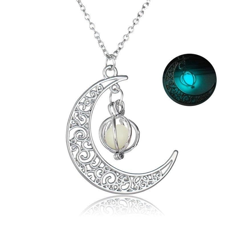 image-Fashion Moon Natural Glowing Stone Healing Necklace Women Gift Charm Luminous Pendant Necklace Jewelry