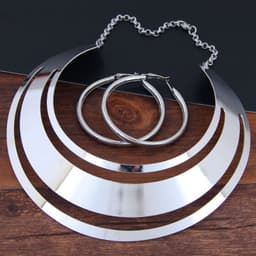 image-jianla Jewelry Set - Silver Alloy Geometric Necklace Earrings