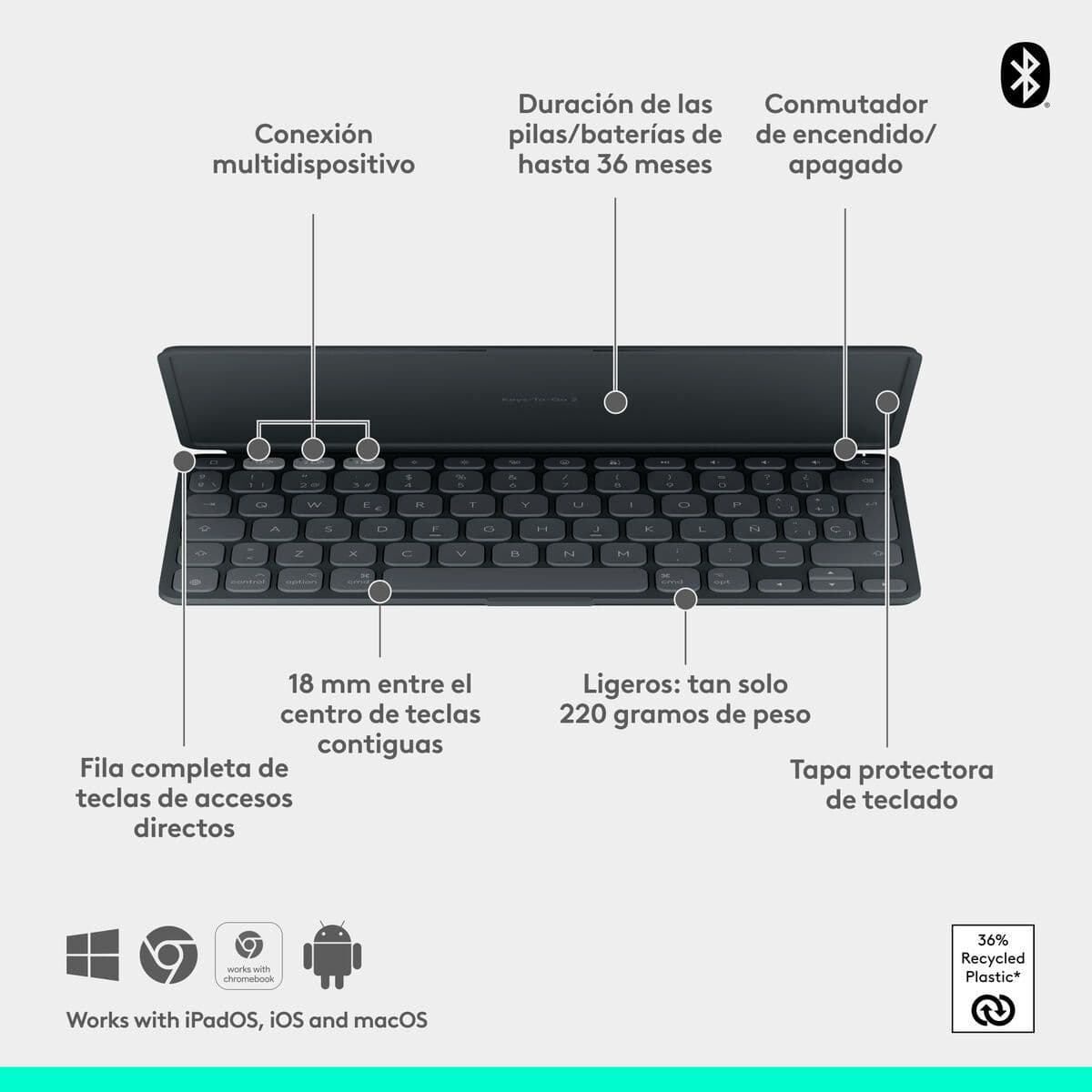 image-Bluetooth Keyboard Logitech 920-013010 Graphite