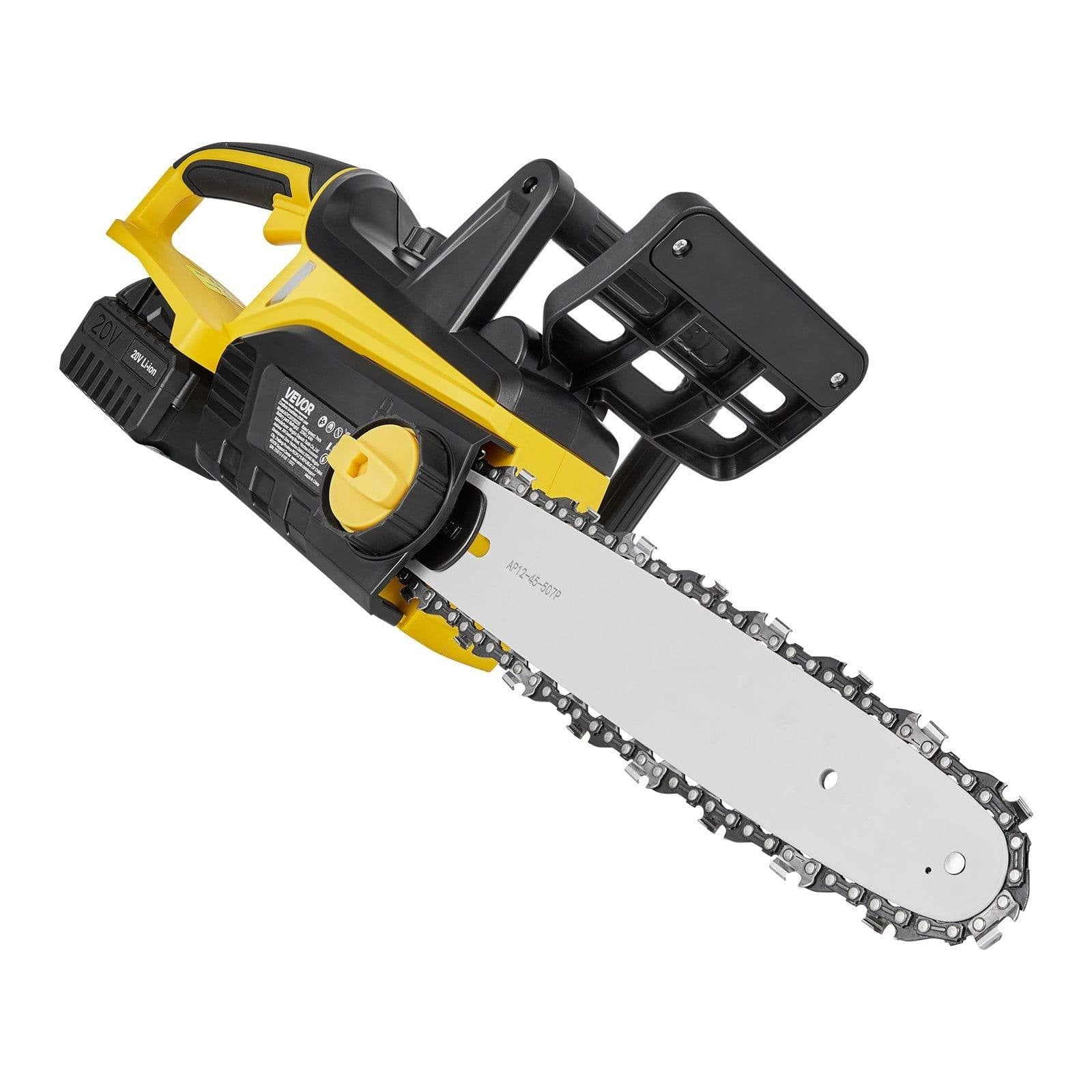 image-VEVOR 20V 12-Inch Cordless Brushless Chainsaw with 4.0Ah Battery