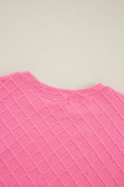 image-Sachet Pink Checkered Textured Tee and Drawstring Shorts