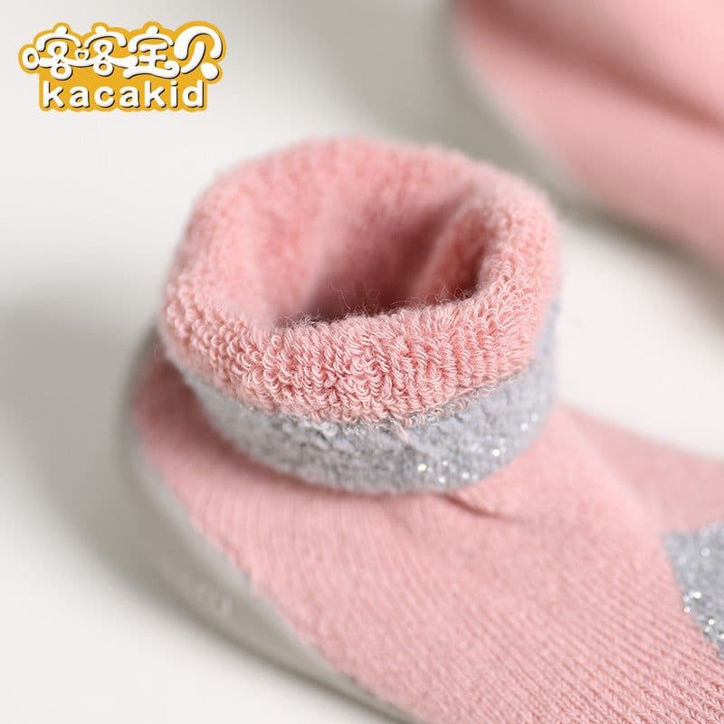 image-Anti-slip children's indoor shoes, baby floor shoes, outdoor rubber-soled children's shoes, toddler shoes, terry winter shoes and socks