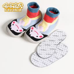 image-Anti-slip children's indoor shoes, baby floor shoes, outdoor rubber-soled children's shoes, toddler shoes, terry winter shoes and socks