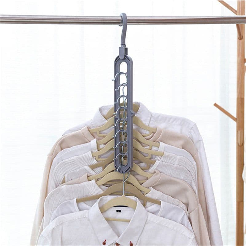 image-Plastic Coat Hanger - 9 Hole Modern Storage Rack