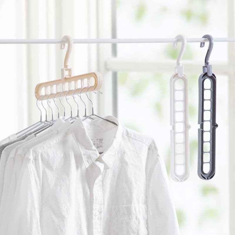 image-Plastic Coat Hanger - 9 Hole Modern Storage Rack