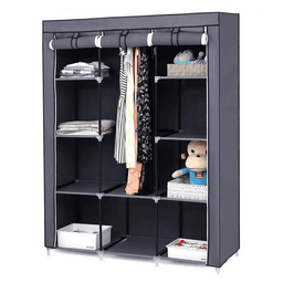 image-67" Portable Closet Organizer Wardrobe Storage Organizer with 10 Shelves Quick and Easy to Assemble Extra Space Gray