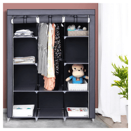 image-67" Portable Closet Organizer Wardrobe Storage Organizer with 10 Shelves Quick and Easy to Assemble Extra Space Gray