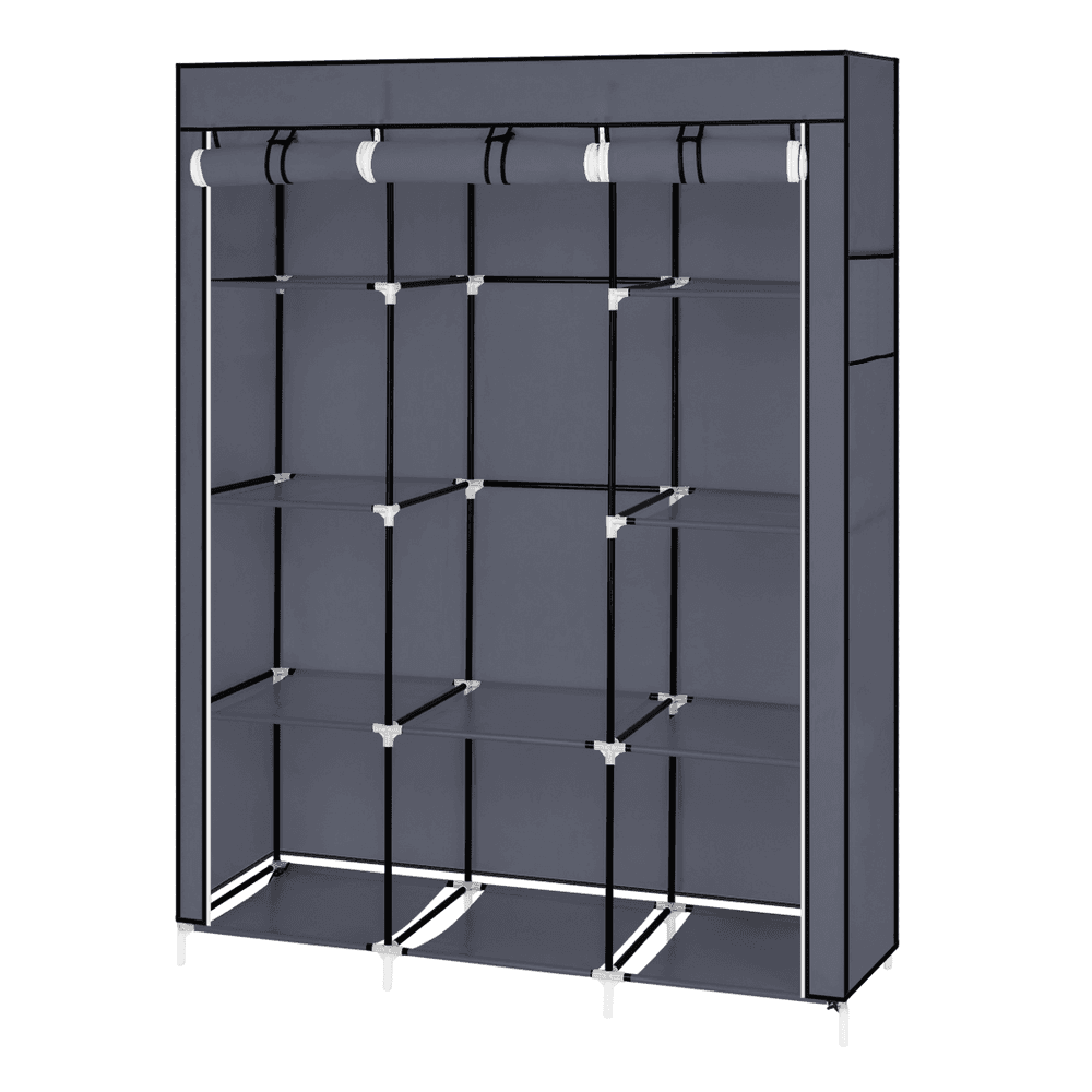 image-67" Portable Closet Organizer Wardrobe Storage Organizer with 10 Shelves Quick and Easy to Assemble Extra Space Gray