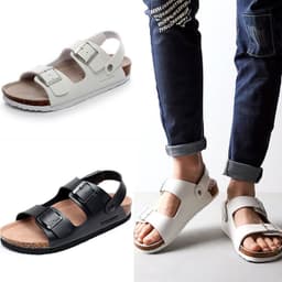image-Golofe Cork Sandals Men - Black Open Toe EVA