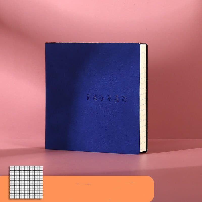 image-Square Notebook Blank Mesh Leather Surface Journal Book