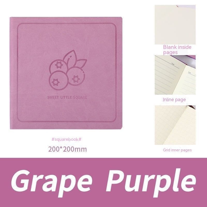 image-Square Notebook Blank Mesh Leather Surface Journal Book