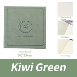image-Square Notebook Blank Mesh Leather Surface Journal Book
