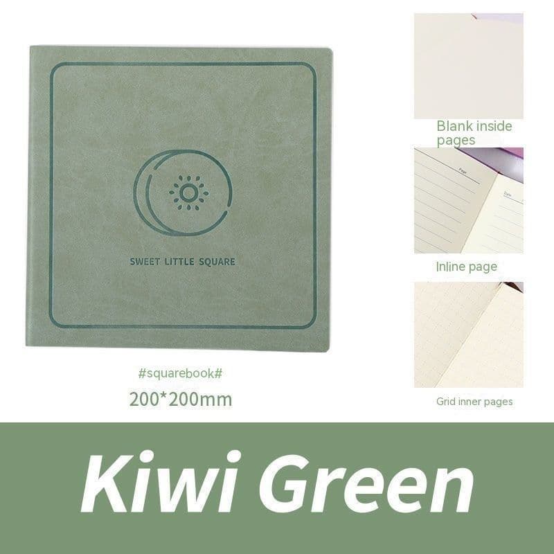 image-Square Notebook Blank Mesh Leather Surface Journal Book