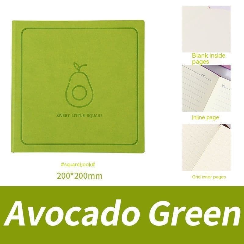 image-Square Notebook Blank Mesh Leather Surface Journal Book