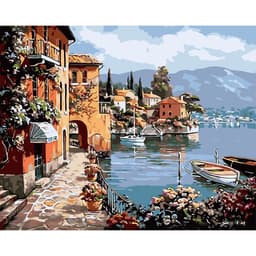 image-Rimless Linen Digital Oil Painting Landscape Living Room Decoration Oil Painting
