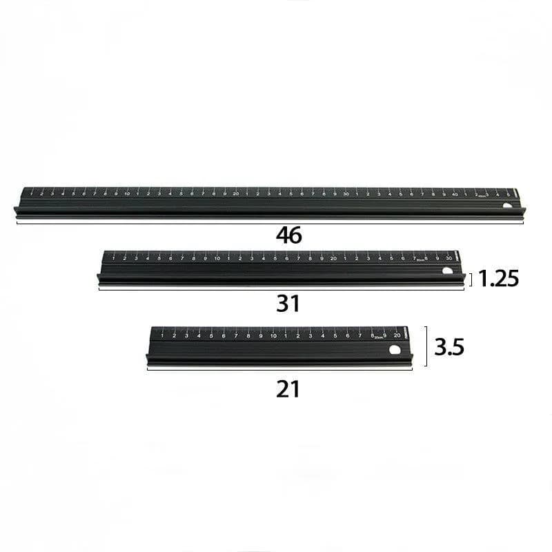 image-Handmade Leather Goods DIY Aluminum Alloy Steel Ruler Cutting Drawing Ruler Protective Ruler Scratch-Resistant Cutting Ruler