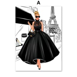 image-Fashion Bag Girl Balloon Champagne Wall Art Canvas Print