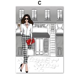 image-Fashion Bag Girl Balloon Champagne Wall Art Canvas Print