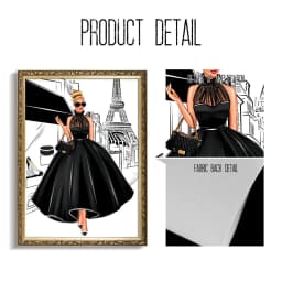 image-Fashion Bag Girl Balloon Champagne Wall Art Canvas Print