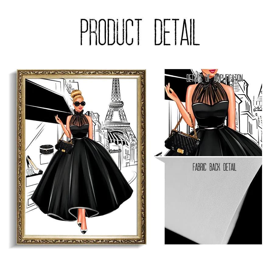 image-Fashion Bag Girl Balloon Champagne Wall Art Canvas Print