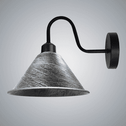 image-Brushed Silver Vintage Wall Light Fixture Black Wall Sconce E27 Socket Screw Wall Mounted Swan Neck Cone Shape Shade