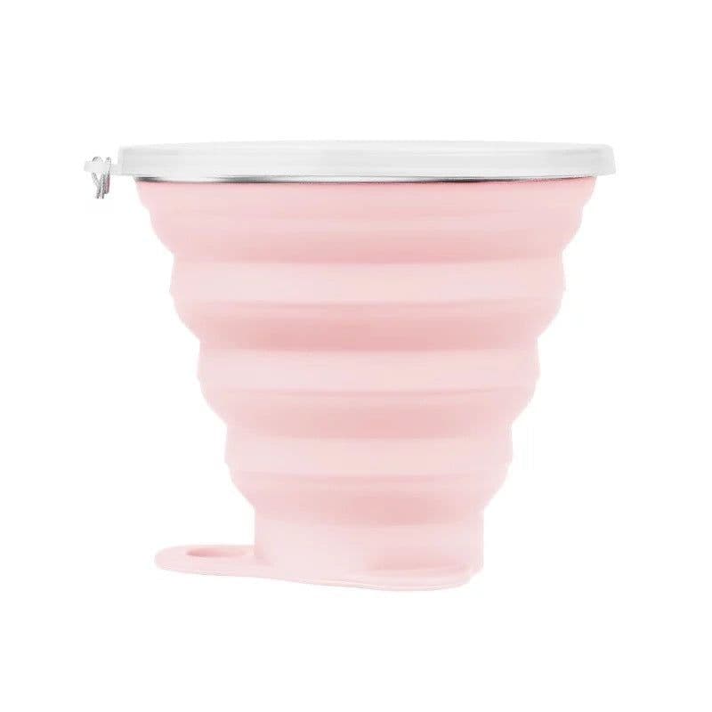 image-Silicone Folding Cup 270ML - Pink Sports Bottle