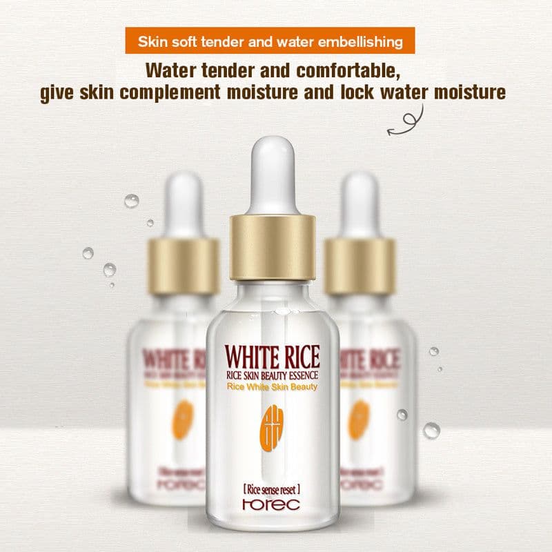 image-HOREC White Rice Whitening Serum Face Moisturizing Cream Anti Wrinkle Anti Aging Face Fine Lines Acne Treatment Skin Care 15ml