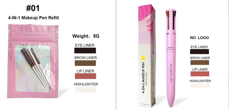 image-Four-in-one Cosmetic Brush Four-color Highlight Lip Liner Eyeliner Eyebrow Pencil