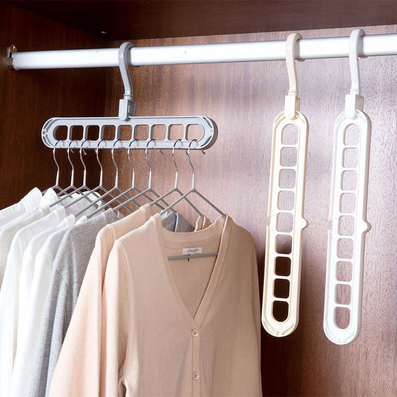 image-Plastic Coat Hanger - 9 Hole Modern Storage Rack