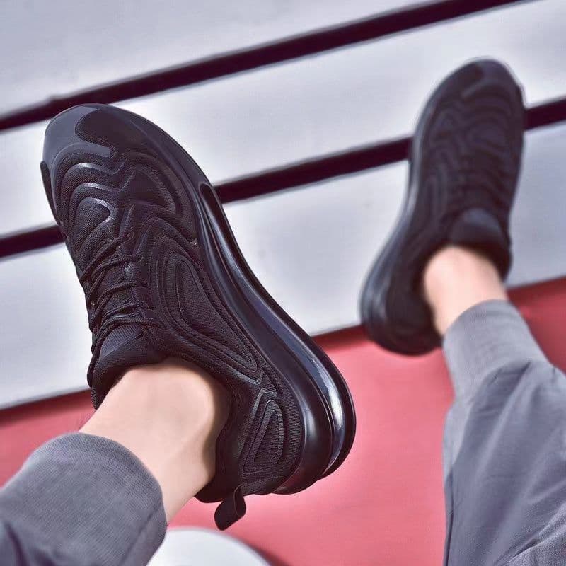 image-Casual Air Cushion Black Shoes Men Outdoor Breathable Lace-up Sneakers Running Sports Shoes