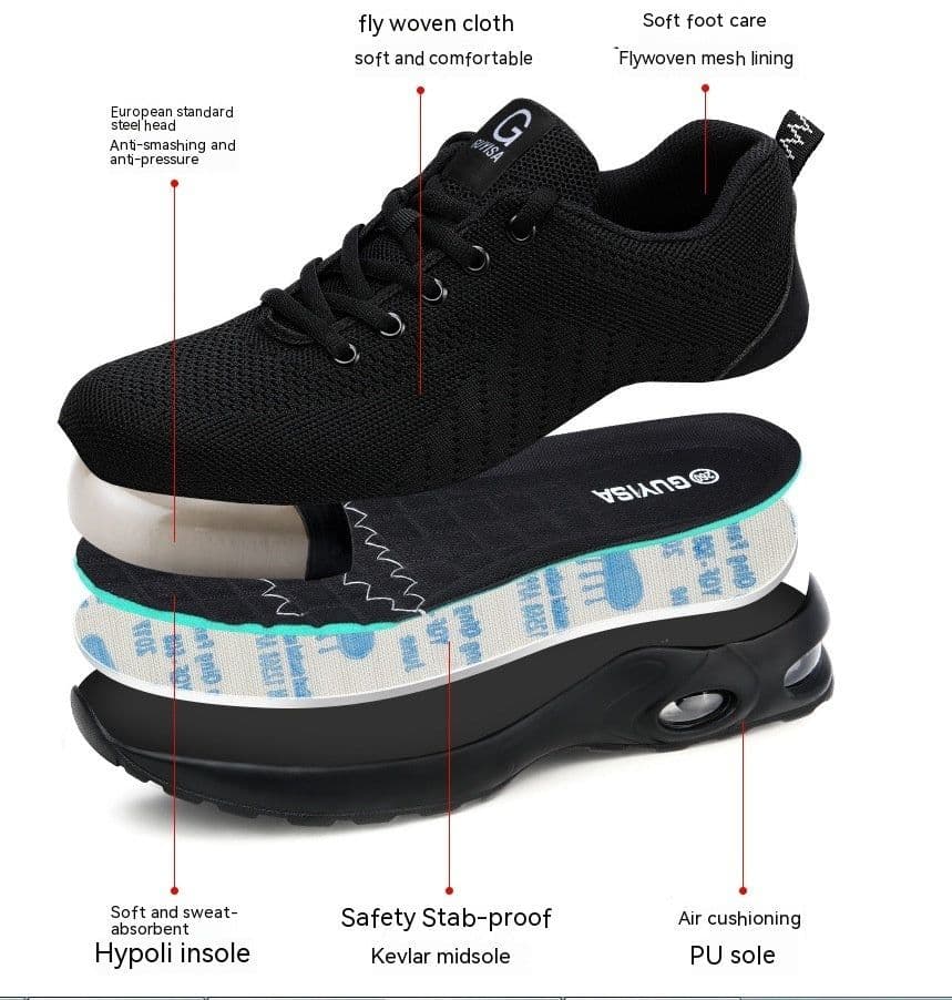 image-Steel Baotou Anti-smash And Stab Like Flying Woven Sports Shoes
