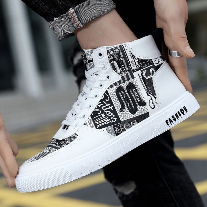 image-Personality Graffiti High Top Men's Shoes Casual Four Seasons