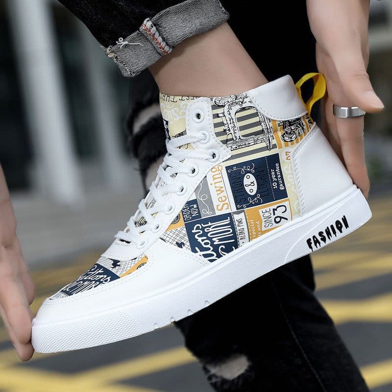 image-Personality Graffiti High Top Men's Shoes Casual Four Seasons