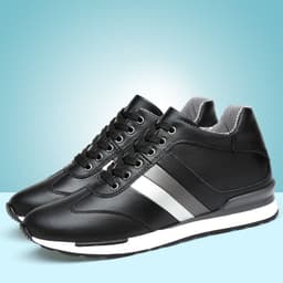 image-Men's Invisible Elevated Casual Leather Shoes
