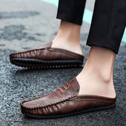 image-Men Leather Mules Casual Shoes Slipper Fashion