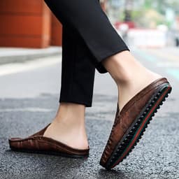 image-Men Leather Mules Casual Shoes Slipper Fashion