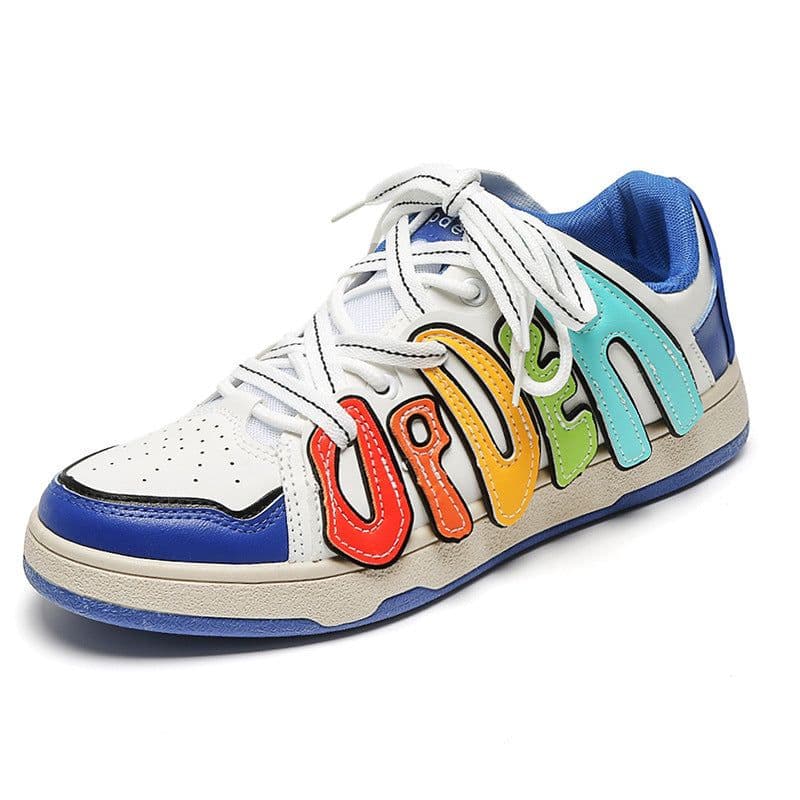 image-Men's Thick Sole Low Top Lace Up Sports Shoes
